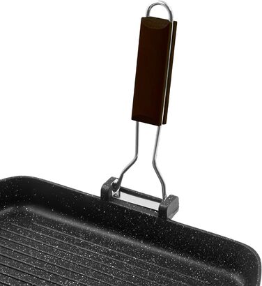 Zanetti Гриль-сковорода з алюмінію під тиском, 26x36 см, з індукційним нагрівом та складаною ручкою