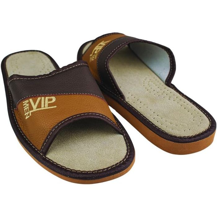 Чоловічі тапочки APREGGIO з натуральної шкіри – комфортні та зручні, розмір 40-46 (EU), колір бронзовий