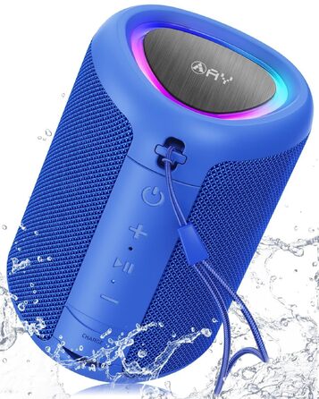 Портативна Bluetooth колонка AY з підсвіткою, водонепроникна IPX5, AUX/TF-карта, 24 год роботи, синя