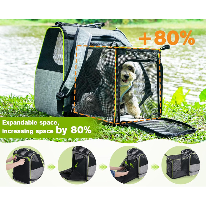 Плед-рюкзак для кота Pecute з сіткою, дихаючий та легкий, для собак та котів до 6 кг (сірий, розширюваний)