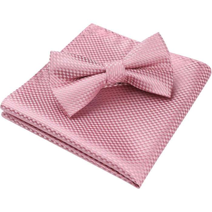 Краватка-метелик чоловіча Enlision з кишеньковим хустинкою - Комплект краваток для весілля, пов'язування, костюма, з подарунковою коробкою (Рожевий 2)