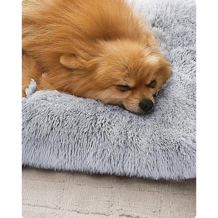 Крісло-лежанка для собак Feandrea, м'яке, 65 x 45 см, плюшеве, машинне прання, багатофункціональне, Ombré Grey