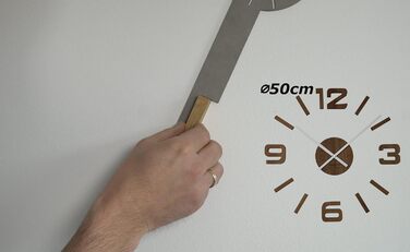 FLEXISTYLE 3D Wall Clocks DIY Oak Large 50-75CM (Thickness 19MM!) for Office Living Room Bedroom Decorative Items, z54g eco75 d-1-x (Gray, Wood-based material)