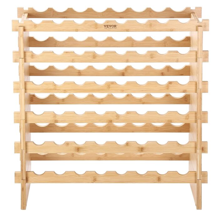 VEVOR Wine Rack, Wine Stand for 48 Bottles, Bamboo Bottle Rack with 6 Compartments, Stackable Vintage Wine Rack Metal for Cellar, Bar, Storage Room, etc. Bottle Holder Wine Bottle Rack, Holds up to 60 kg
