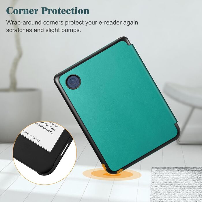 Чохол Fintie для Tolino Shine Color/Shine(2024)/Shine 4(2022) & Kobo Clara Colour/Clara BW(2024)/Clara 2E(2022) eReader - ультратонкий з авто-сном/пробудженням та магнітною застібкою, блакитний мармур (Z - смарагдовий)