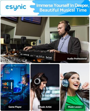 eSynic Професійний підсилювач навушників з підсиленням басів, 16-300 Ом, портативний, 3.5mm, для MP3, MP4, телефонів, комп'ютерів