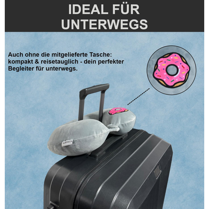 Подушка для шиї Essentials з піною з пам'яті (100%) - U-подібна, з м'яким оксамитовим чохлом - для подорожей, літака, авто, офісу та дому (Сірий)