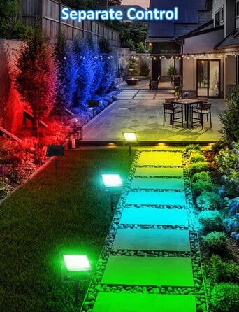 LED Floodlights Outdoor, 100W Smart RGB Floodlights with Remote Control and Bluetooth App, LED Floodlight Spotlights Color Changing Floodlights, IP66 Waterproof Floodlights for Gardens, Courtyards (2 Pack) (30w-rgb-app-4p)