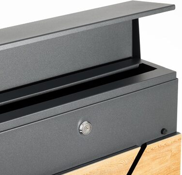 Поштова скринька Verda з газетницею, 37x37x11 см, антрацит RAL 7016, срібло, 2 ключі, комплект для монтажу. Дизайнерська настінна поштова скринька з відділенням для преси