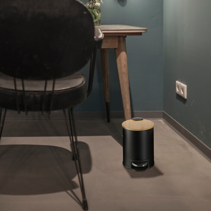 Relaxdays Waste Bin 3 l with Bamboo Lid