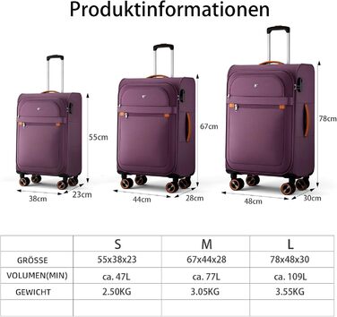 Чемодан великий 78x48x30 см, тканинний, Troey - ваговою, з 4 колесами та відділенням для аксесуарів, ручна поклажа, 109 літрів, червоний