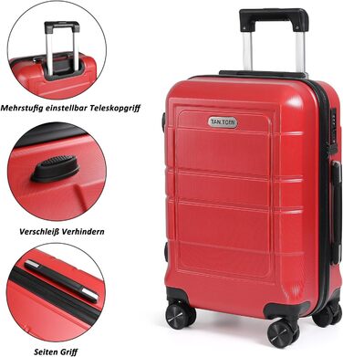 Чемодан ручної поклажі TANTOMI 20 дюймів, жорсткий корпус ABS+PC, телескопічна ручка, коліщатка 360°, замком-кодом, набір (M/L/XL), 41л, світло-темний зелений