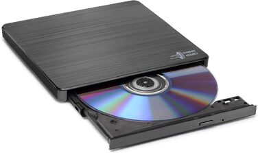 Зовнішній DVD-привід Hitachi-LG GP60, портативний Slim DVD-записувач та плеєр для ноутбука, USB 2.0, швидкість 8x, сумісність з Windows та Mac OS, чорний