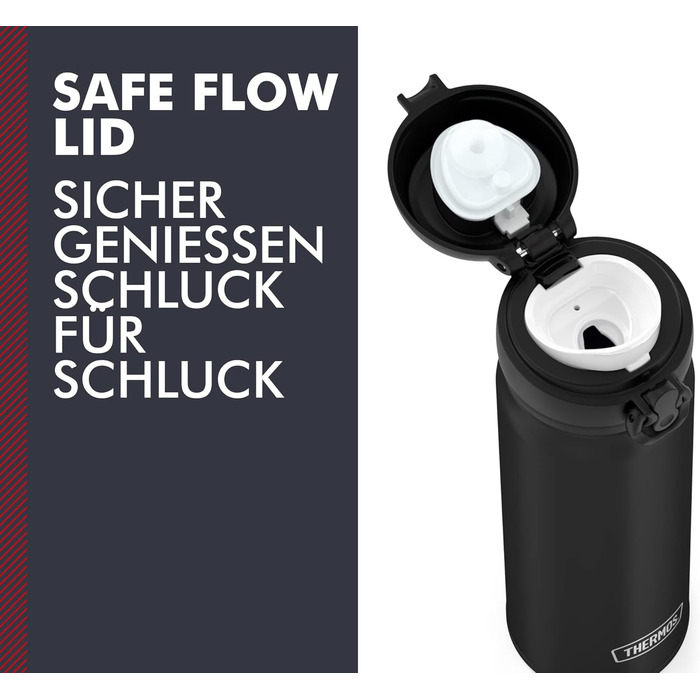 Термос Ultralight 0,75л, Charcoal Black, з нержавіючої сталі, Safe Flow кришка, 10 год гаряче / 20 год холодне, миється в посудомийній машині, BPA-free