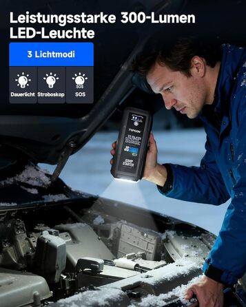 Powerbank TOPDON JS3000 для запуску двигуна, 24000mAh, 12V, для бензинових та дизельних двигунів до 9.0L та 7.0L