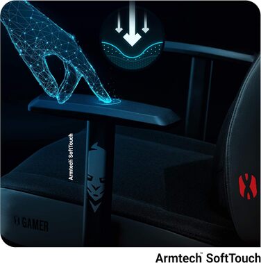 Ігрове крісло Diablo X-Gamer 2.0, ергономічне, тканинне, з поперековою подушкою та м'якою підкладкою, чорне, 128x68x55 см
