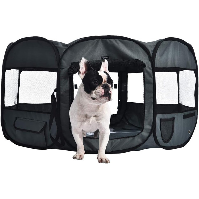 Amazon Basics Octagon Portable Pet Playpen - 114cm Grey
