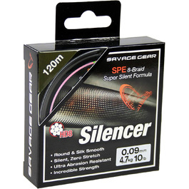 Braided Line SAVAGE GEAR HD8 Silencer Braid Fishing Line 120m/300m Top! (0.09mm / 120m / 4.7kg)