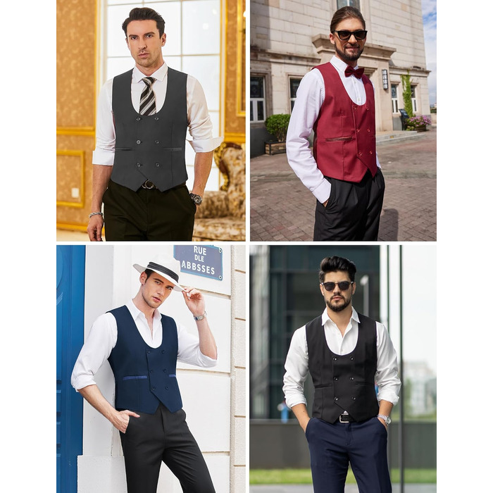 Костюм чоловічий COOFANDY ZTJ006642, двубортний, U-подібний виріз, розмір L, бежевий