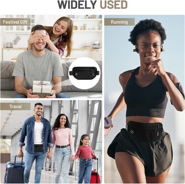 Водонепроникна поясна сумка з RFID захистом та антикрадійним замком для подорожей та спорту (Чорний)