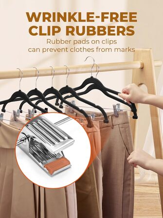 Набір вешалок для суконь та спідниць HOUSE DAY, 24 шт, чорні, з кліпсами, ультратонкі, антиковзаючі, економія місця