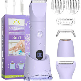 Електричний жіночий епілятор 3-в-1 MIFXIN для бікіні, тіла, обличчя. Вологостійкий IPX6. Фіолетовий