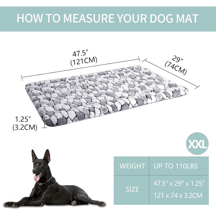 VANKEAN Stivoe Dog Crate Pad, Reversible (Cool & Warm), Soft Pet Sheep Mat Dog Bed for Crate, Suitable for No to XX-Large Dogs and Cats, Machine Washable Crate Beds (XXL)