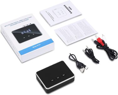 OQIMAX Bluetooth 5.4 Передавач/Приймач: 3-в-1 Bluetooth адаптер з AUX/RCA/Оптичним виходом, підтримка TF-картки та USB, для TV, стереосистеми, низька затримка, чорний