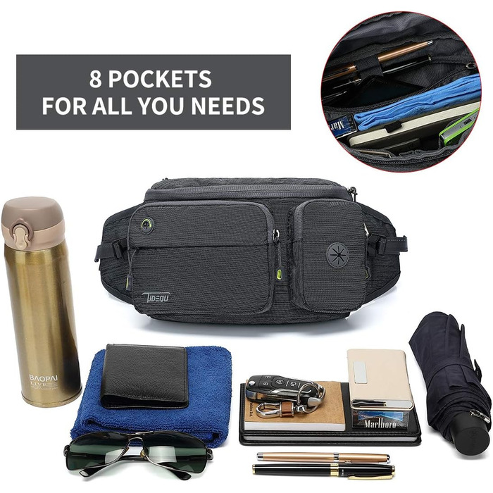 Сумка на пояс для собак TUDEQU - велика, водонепроникна, для прогулянок, тренувань, подорожей (темно-сіра)