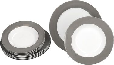 MamboCat Сервіз для столу 12 предметів (6 тарілок для супу та 6 тарілок для їжі) з кольорового порцеляну, для 6 осіб