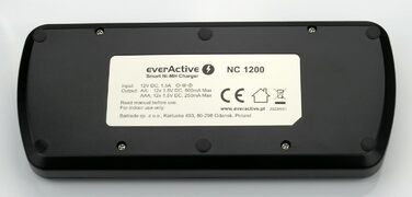 Зарядний пристрій everActive для 12 акумуляторів AAA/AA, швидка зарядка (4 години), LCD дисплей, режим оновлення, адаптер для автомобіля, модель NC-1200