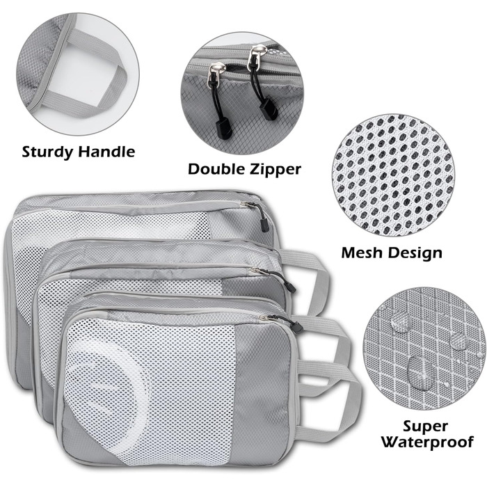 Органайзери для валізи: комплект 3 шт. (сірий) - для зручної подорожі