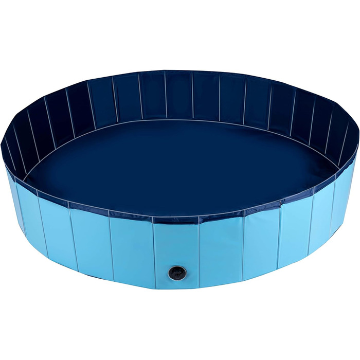 maxxpro Dog Pool - 160 x 30 cm - Suitable for Large Dog Breeds - Foldable - Non-Slip Bottom - with Drain Valve - Blue