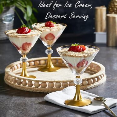 Бокали для коктейлів Martini з золотим обідком, набір 6 шт. Люкс, ручна робота