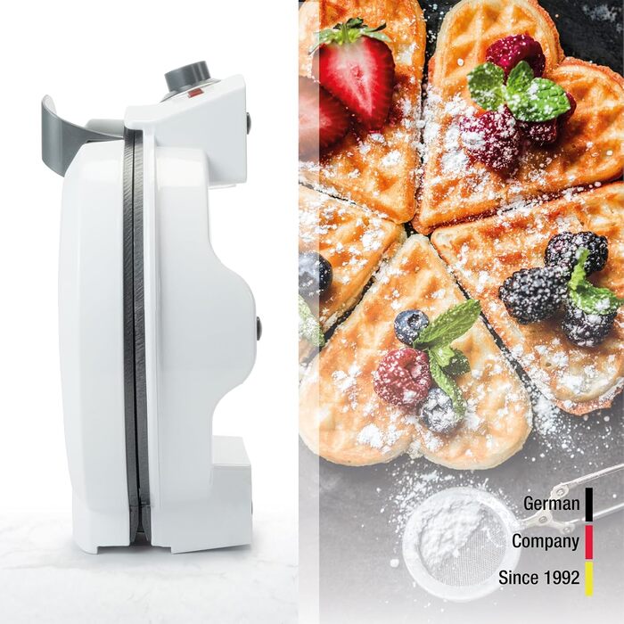 Вафельниця Korona Party 41007 Standard | Вафлі для вечірок | 1000 Вт, діаметр 18 см | Автоматичне регулювання температури, червона