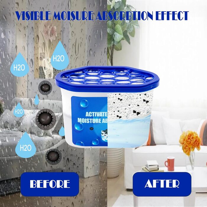 Moisture Absorber Boxes, 4 Pack, 284 ml, Dehumidifier for Closet, Bathroom, Basement, Home, Bedroom, Moisture Packs for Car, Disposable Desiccant