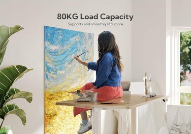 Електричний регульований стіл Claiks 120x60 см, білий каркас, бежева поверхня, письмовий стіл для роботи стоячи та сидячи