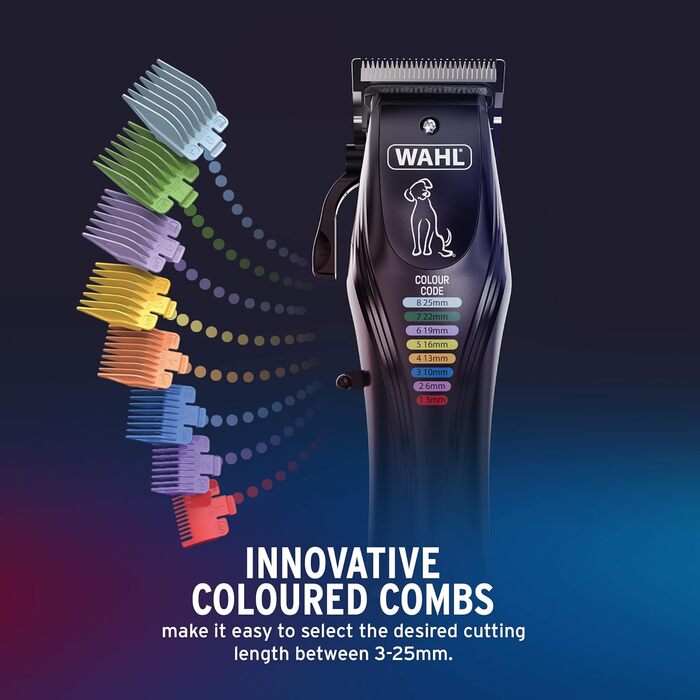 Машинка для стрижки собак WAHL Color Pro: бездротова, акумуляторна, з кодованими гребінцями, тиха, чорна
