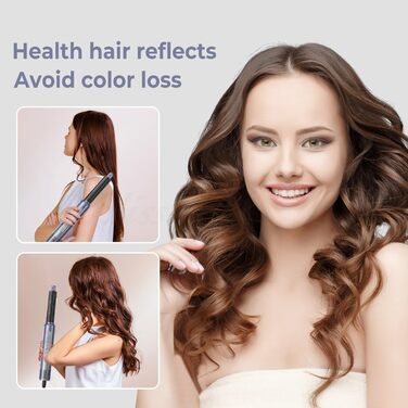 Набір для укладки волосся 6 в 1: фен-щітка, плойка, іонізація, холодний/теплий режим, 110000 обертів/хв, тиха срібна модель