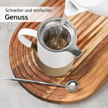 Набір чайних чашок Miamio 2 x 500 мл з кришкою та ситом, керамічні чашки з чайним ситечком та ложкою для заварювання листового чаю, подарунок для жінок, підходить для мікрохвильової печі та посудомийної машини (колір: коричневий)