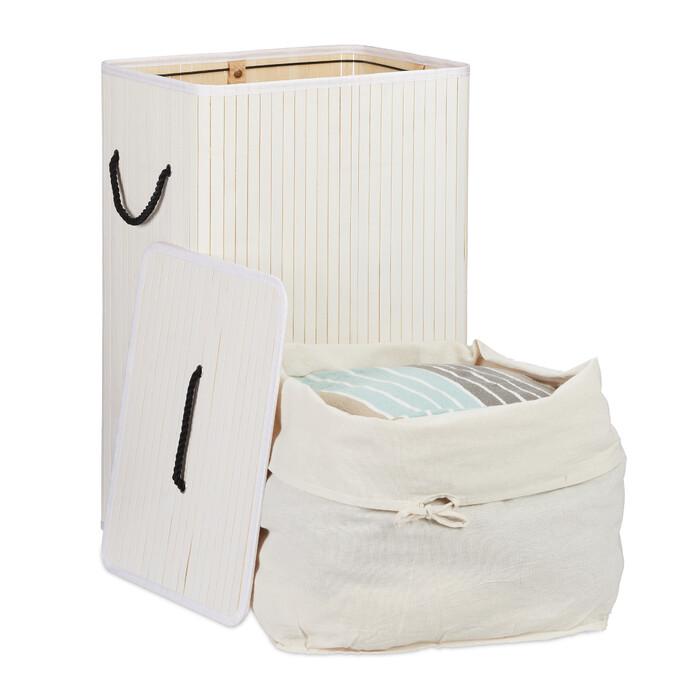 Relaxdays Bamboo Laundry Basket Rectangular