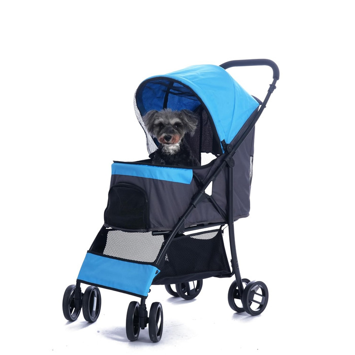 Дитяча коляска Sunny Sonny для дітей та домашніх тварин з вітрозахистом, кошиком для зберігання та переноскою для собак та котів до 22,7 кг (Блакитна)