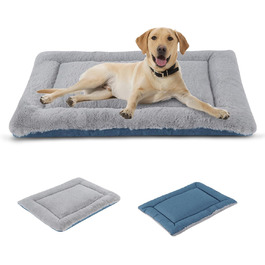IEUUMLER Dog Bed Washable Dog Mat, Fluffy Soft and Warm Dog Blanket for Travel, Cat Cushion for Large and Small Dogs or Cats FC014 (Gray, 106 * 71cm) (XXL(121*76cm), Gray and Blue)