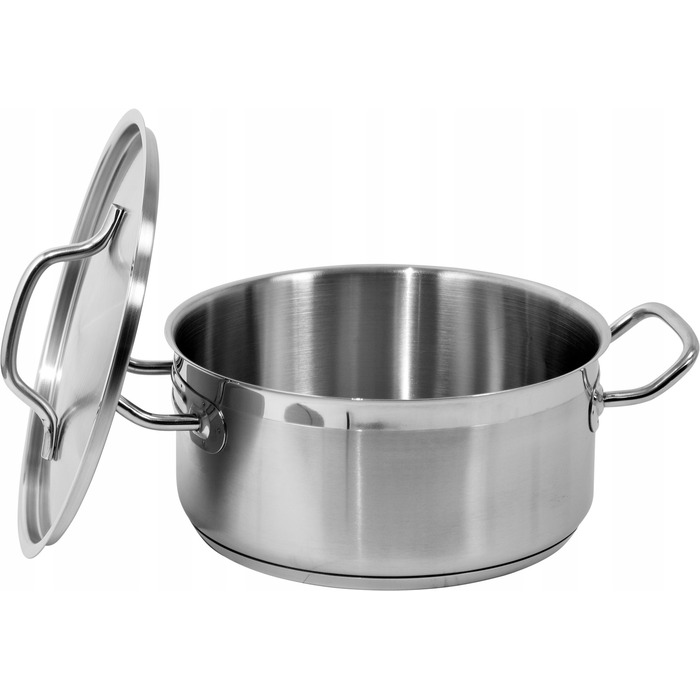 Низька каструля з кришкою, нержавіюча сталь 21/0, 24x11 см, 5 л YATO YG-00041