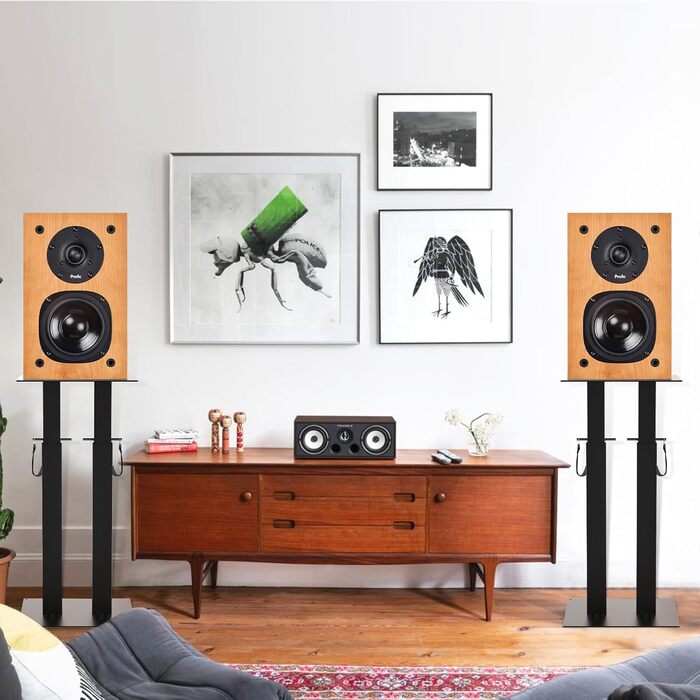 Регульовані підставки для акустики з кабельною організацією, 2 шт. Підставки для підлогових колонок з антиковзкими EVA-маті, подвійні труби, вантажопідйомність 10 кг