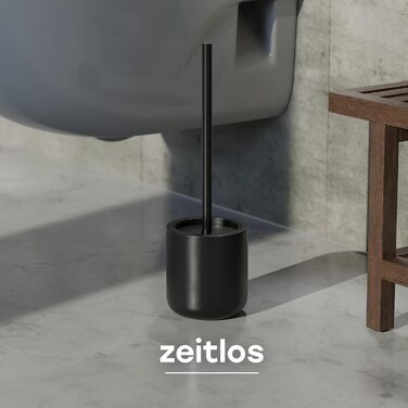 Набір для туалету Savega: щітка для унітазу з нержавіючої сталі та силікону з антибактеріальною насадкою та тримачем (чорний)