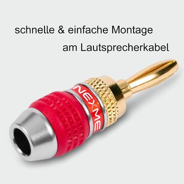 Комплект позолочених бананових роз'ємів NEXMEX для акустичних кабелів, 16 шт (8 пар) для Hi-Fi ресиверів та колонок