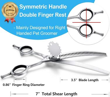 Ножиці для грумінгу собак та котів PURPLEBIRD 7.0 дюймів, вигнуті, з японської сталі 440C, ручна робота
