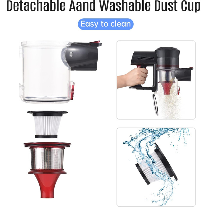 Акумуляторний пилосос Kavolet 25 kPa, 40 хв роботи, 2-в-1 для дому, офісу та авто. З насадкою для щілин та щіткою.