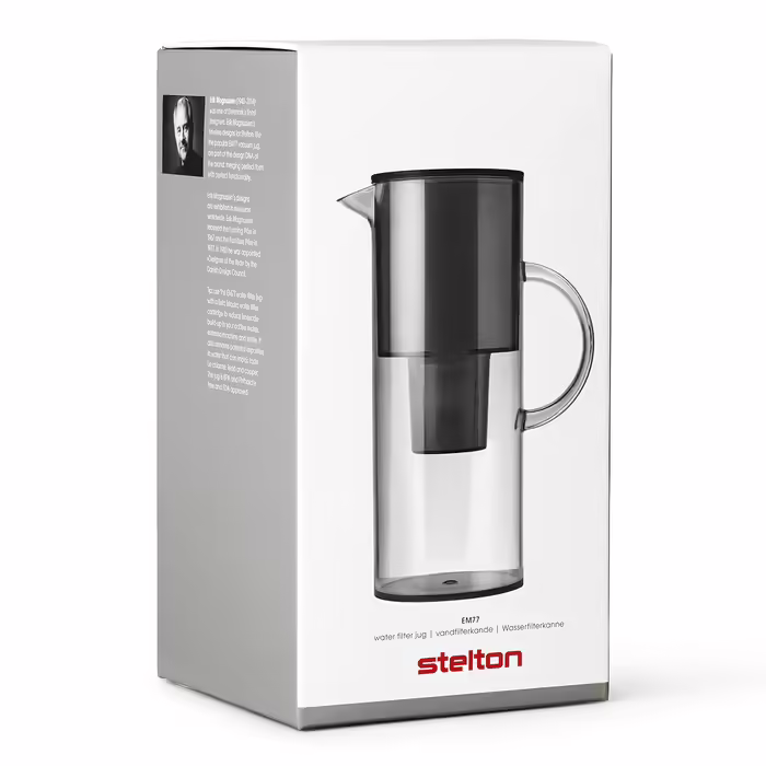 Stelton Water Filter Pitcher EM77 - Compatible with Brita Water Filter Cartridges - Modern Style Plastic Water Pitcher - Reduces Chlorine and Limescale - 2 Liters, Tinted